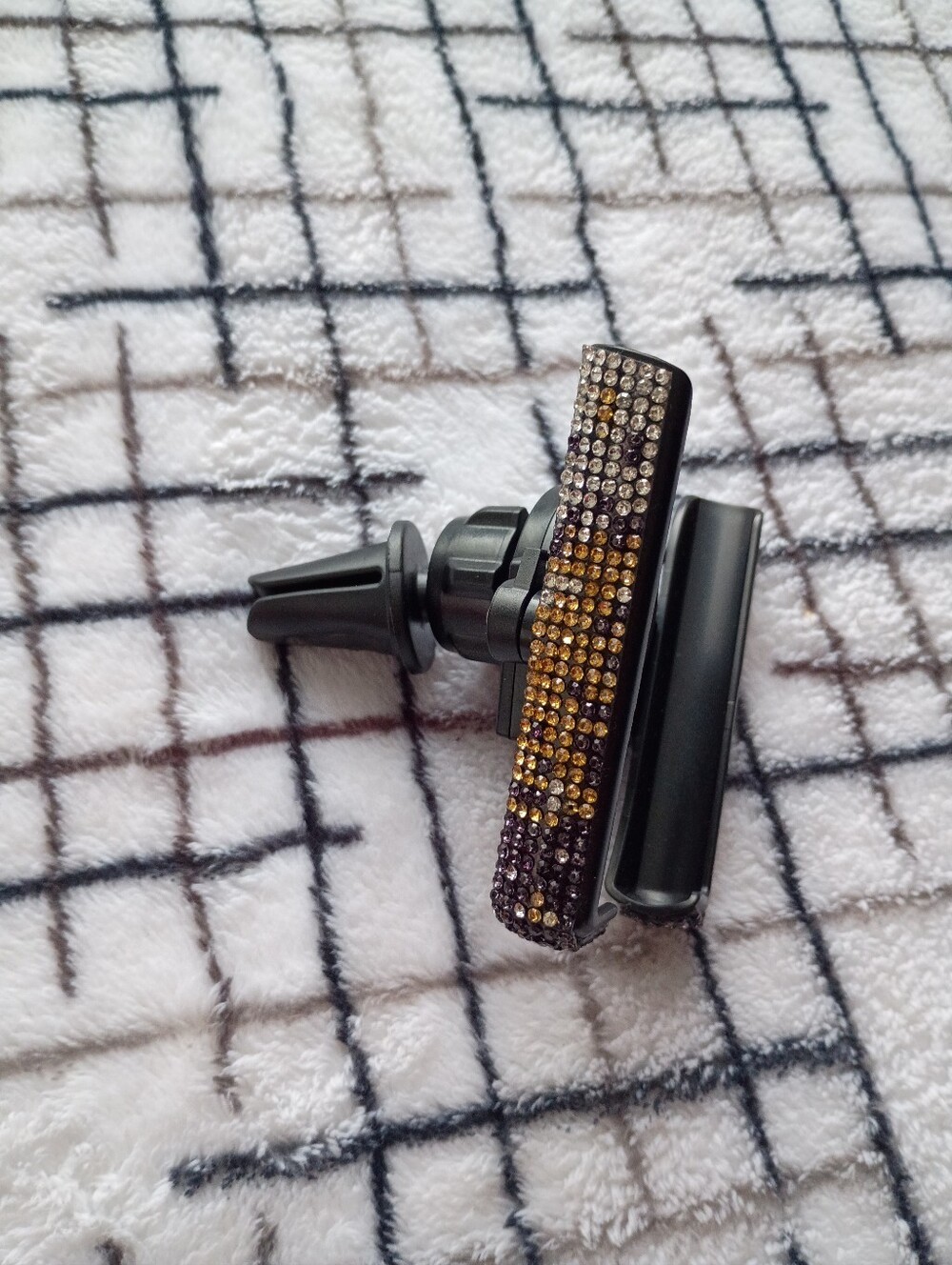 Rhinestone Car Air Vent Phone Mount - Black with Gold Rhinestones - Picture 2 of 6